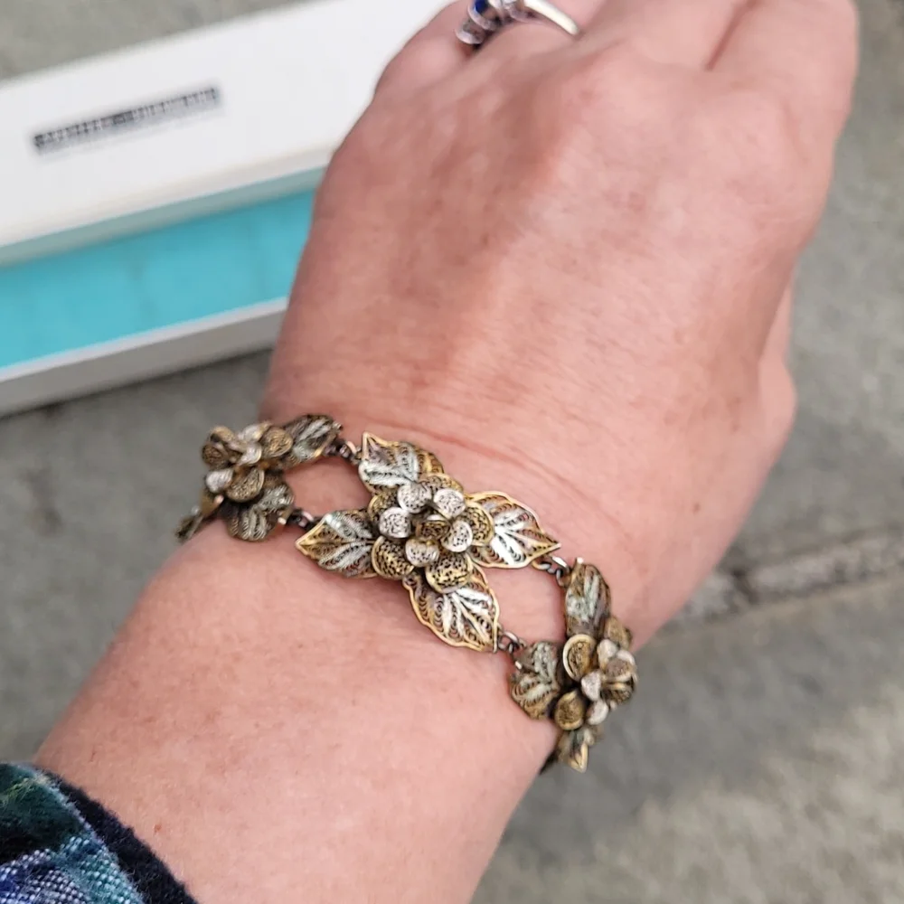 MCM Filigree linked floral rosette bracelet Spritzer & Fuhrmann - Picture 11 of 16